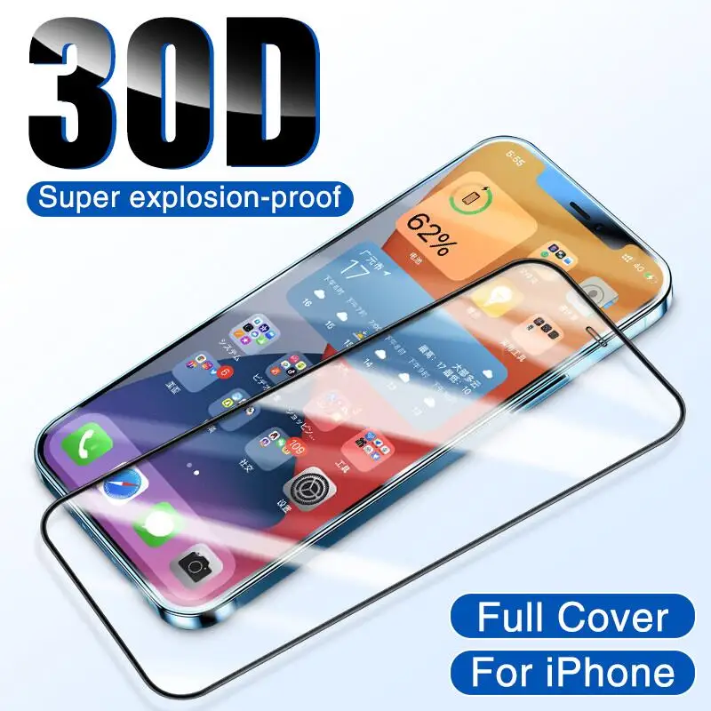 

30D Full Cover Protective Glass For iPhone 11 12 13 Pro XS Max XR X Screen Proctor For iPhone 11 12 Mini XR Tempered Glass film