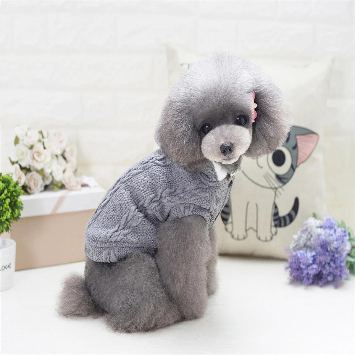 Зимняя одежда с принтом в виде собак Уютная теплая Pet куртки для собак модные разноцветный Хлопковый вязаный свитер со щенком куртка прекрасный Чихуахуа Одежда