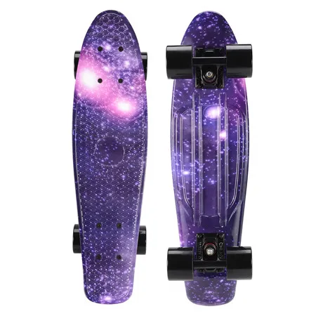 Purple Galaxy 2" Круизер скейтборд мини пластиковый скейт доска Ретро Лонгборд Графический Галактический Звездный Печатный скейт доска - Цвет: Purple Galaxy