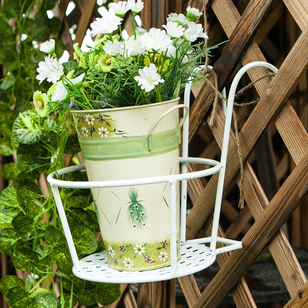 

1Pc Iron Art Hanging Baskets Flower Pot Balcony Hanging Plant Round Racks Railing Fence Outdoor Window Bonsai Stand Decoration