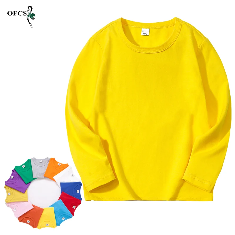 Best Seller 100% Cotton Kids T-Shirts 2-12Year New Children Tops Clothes Cotton Tee Baby Boys Girls Long Sleeve Thin Sweatshirts