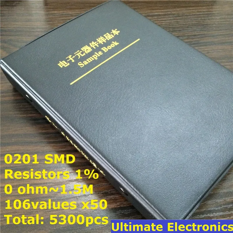 0201 SMD образец резистора книга 106 значений * 50 шт = 5300 шт 1% 0ом до 1,5 м чип комплект резисторов в ассортименте