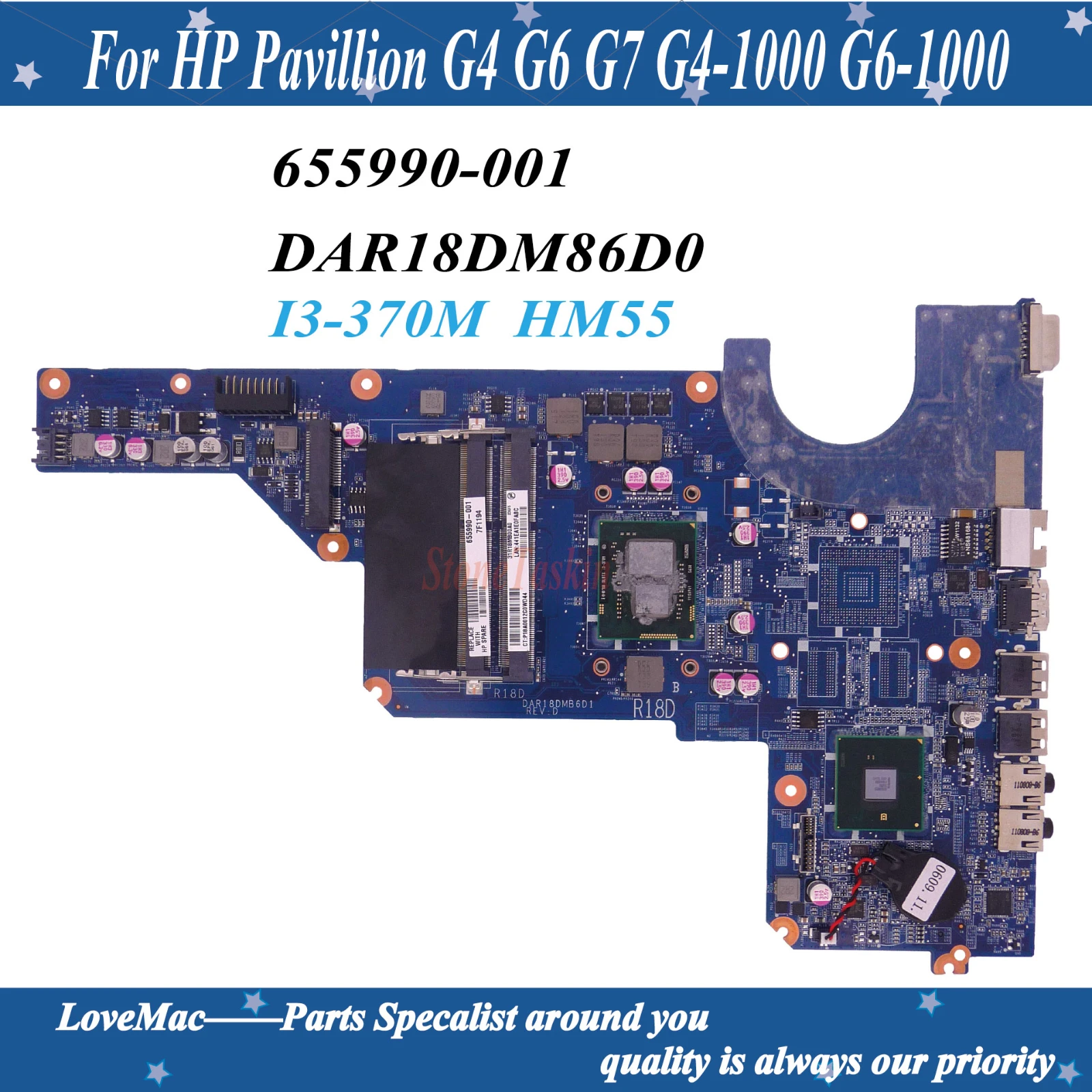 

Высокое качество 655990-001 для HP Pavilion G4 G6 G7 G4-1000 G6-1000 I3-370M материнская плата 655990-501 DAR18DM86D0 HM55 100% Протестировано