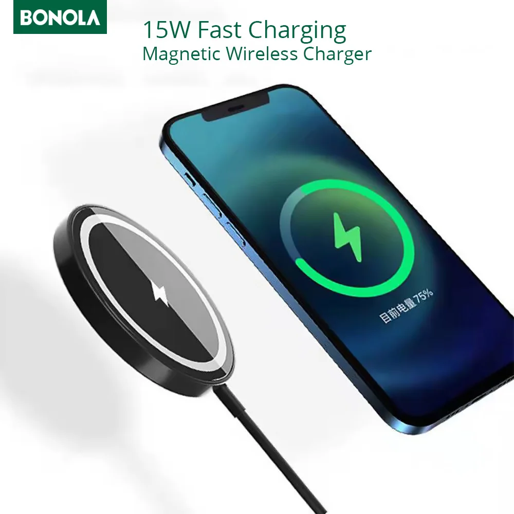 

Bonola 15W Magnetic Wireless Charger Portable for iPhone 13 12 Pro Max Phone Chargers Strong Magnet Wireless Charging for Apple