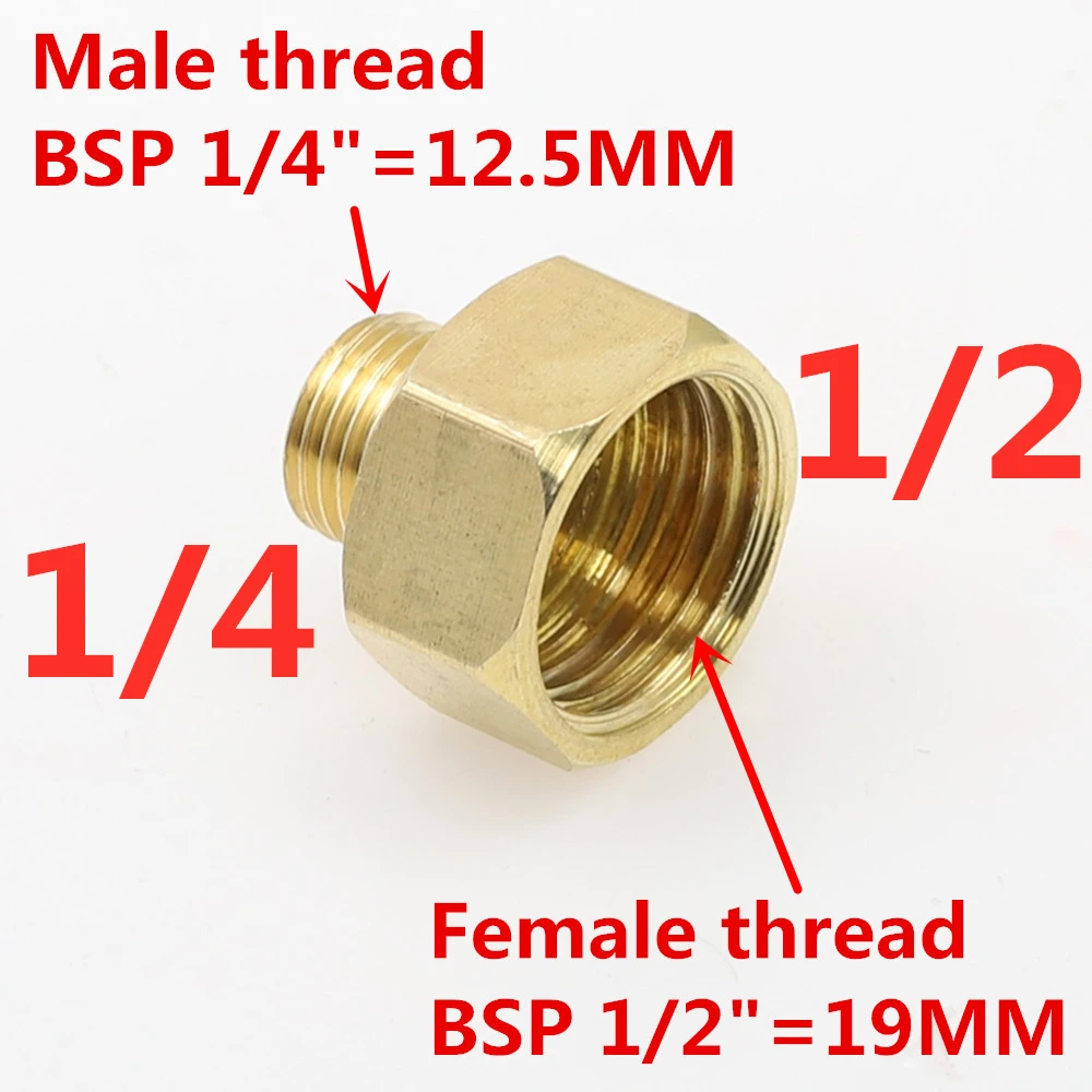 02 M x 04 F 1 шт. медный M/F 1/", 1/4", 3/", 1/2" 3/" BSP Мужской на женский резьбовой латунный адаптер муфты латунный фитинг для труб - Цвет: 02 M x 04 F