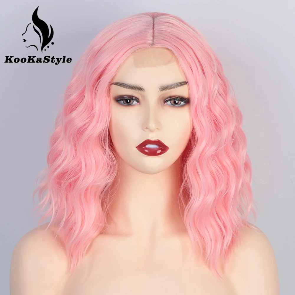 

KookaStyle Short Wigs Synthetic Bob Wigs for Black Women Wave Pink Wigs Heat Resistant Natural Hairline Hair Blonde/Red/Blue