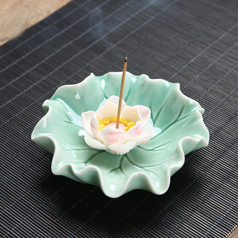 

Ceramic Backflow Incense Buddha Lotus Incense Cones Stick Holder Creative Folk Crafts Home Bouddha Decoration
