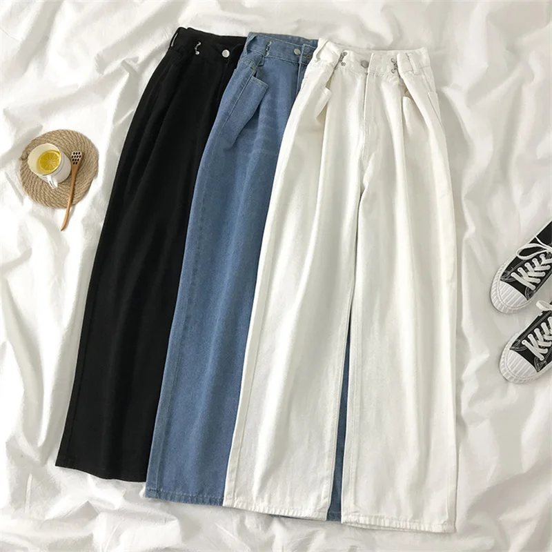 

2021 fashion women's Jeans Classic street clothes famous straight slacks fashion Korean girls' jeans Wide Leg Jeans