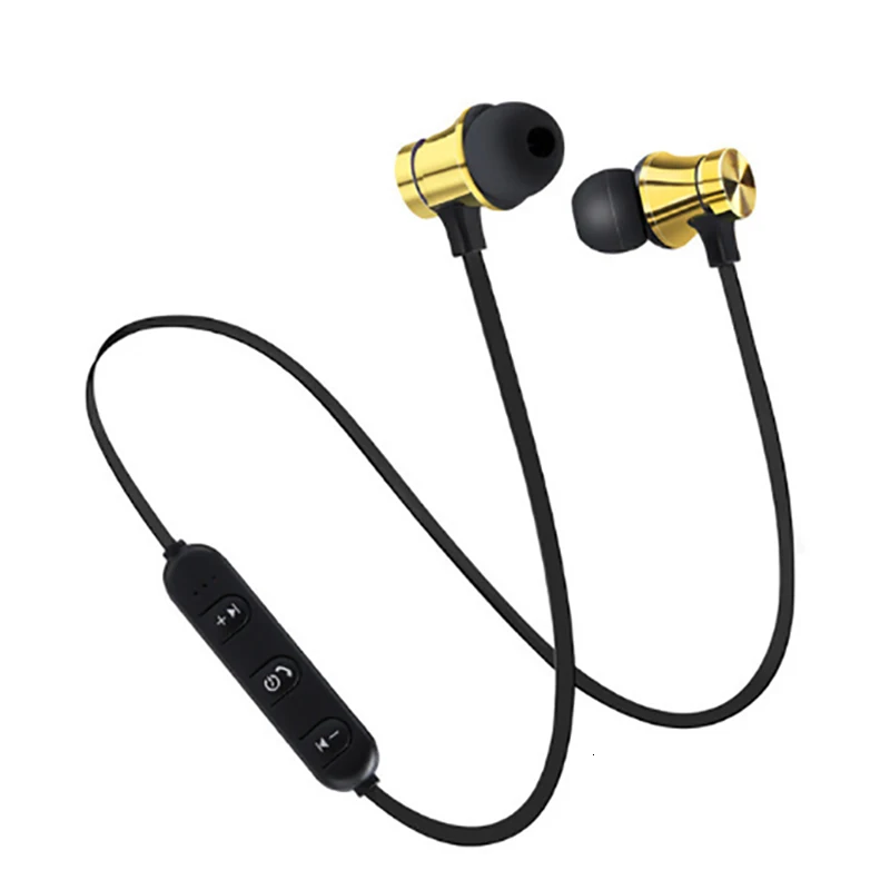 Gold Bluetooth наушники спортивные свободные беспроводные наушники Магнитная гарнитура с микрофоном для Android/IOS смартфон - Цвет: Gold