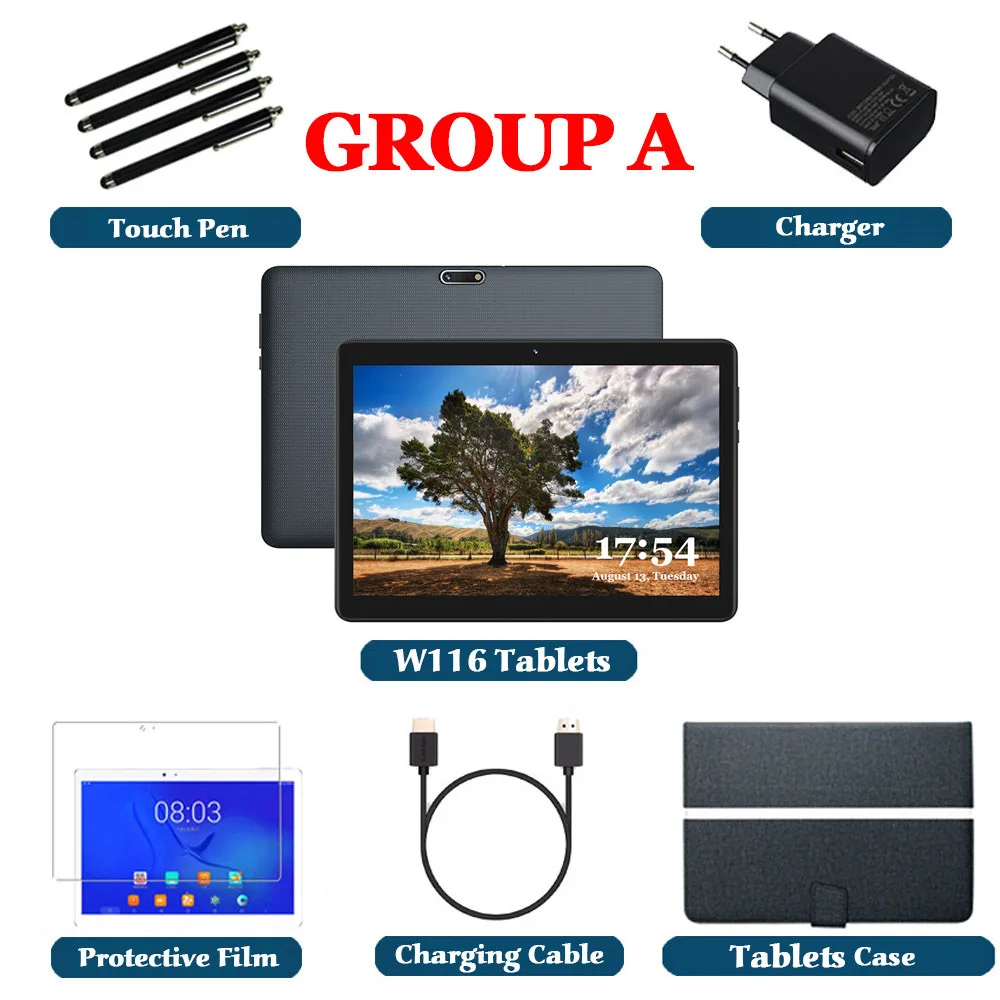 Gift-Tablets Case LNMBBS W116 планшет 10,1 дюймов 4 ГБ/32 Гб планшетный ПК Android 9,0 MTK6737 четырехъядерный BT GPS фаблет на две сим карты Две камеры планшеты - Комплект: Gift-Tablets Case