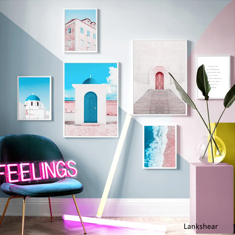 Морская пляжная дверь лестница цитаты пейзаж настенная Картина на холсте