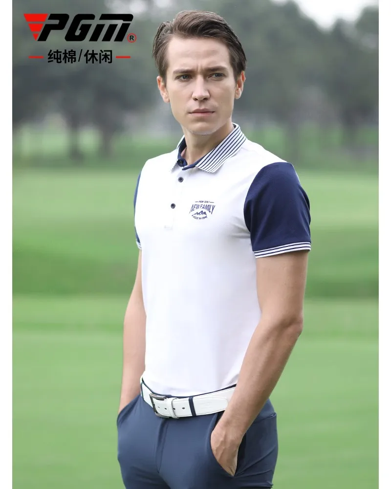Летняя Новое поступление Классическая хлопковая Мужская рубашка для гольфа PGM