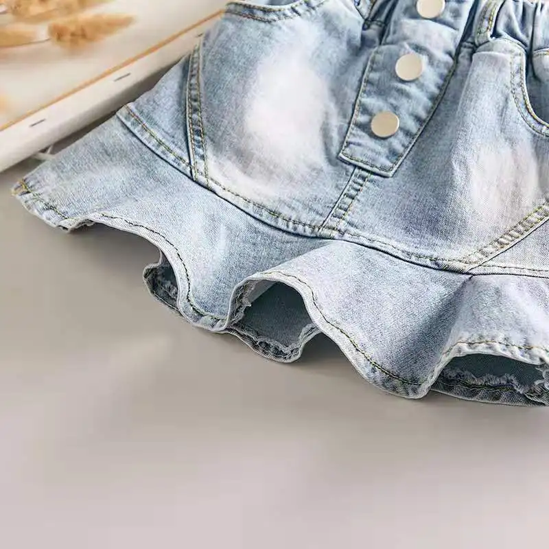 Летняя и осенняя Короткая юбка для девочек однотонная Милая трапециевидной