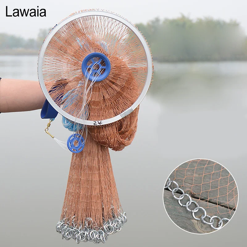 Lawaia кастинговая сеть падающая ручная метательная рыболовные сети диаметром 2 4-4 м