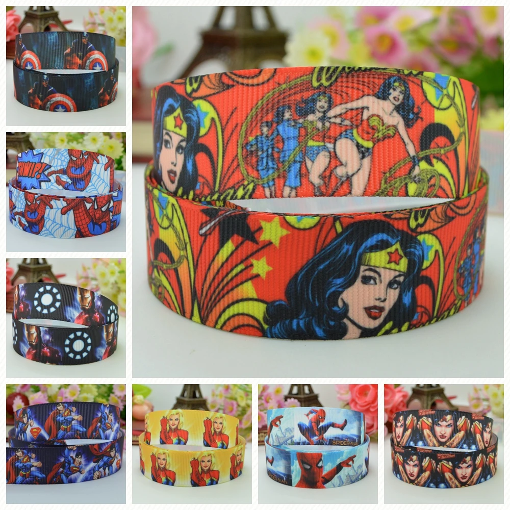 7/8 &quot22 мм 2 5 10 50 ярдов принт героя Капитан Америка Супермен Человек-паук корсажная