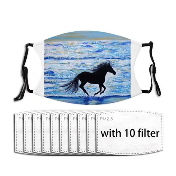 

Horse Running Free by the Sea Painting Face Mask Fashion Mouth Masks Filter Adult Kids Face Mask Mascarilla