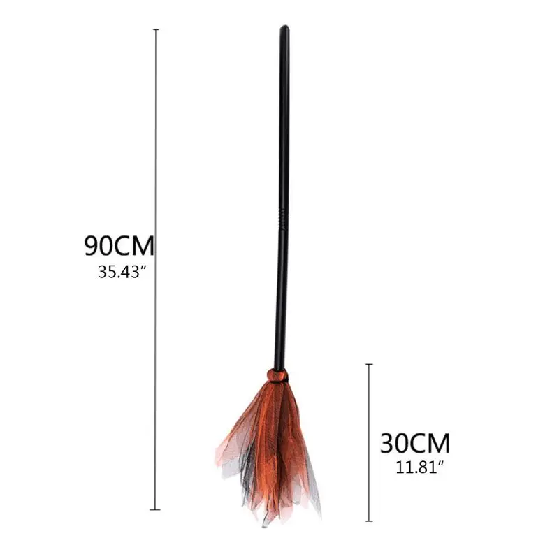 Хэллоуин ведьма Летающая метла Сетка Тюль съемная ручка Брошь Косплей