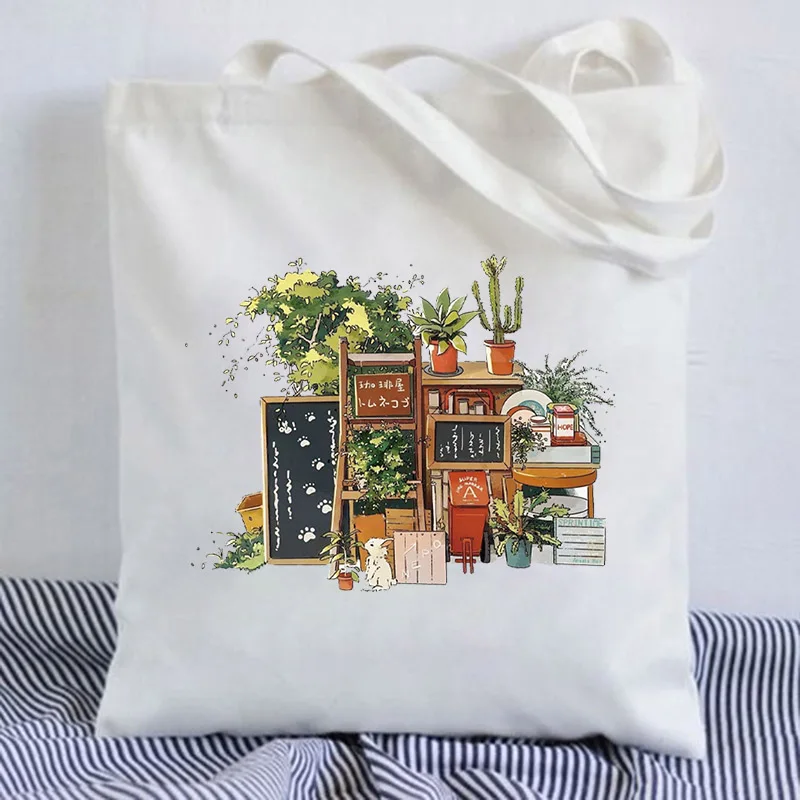

Women Canvas Tote Bag Casual Shoulder Bag Print Shopping Eco Ladies Shopper Bags College School Bag Large female Shopper Handbag