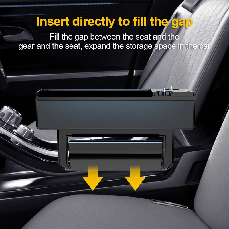 

Universal Car Seat Gap Filler Catcher Organizer Storage Box Case Dual USB Charger With Cable Stowing Tidying Pocket