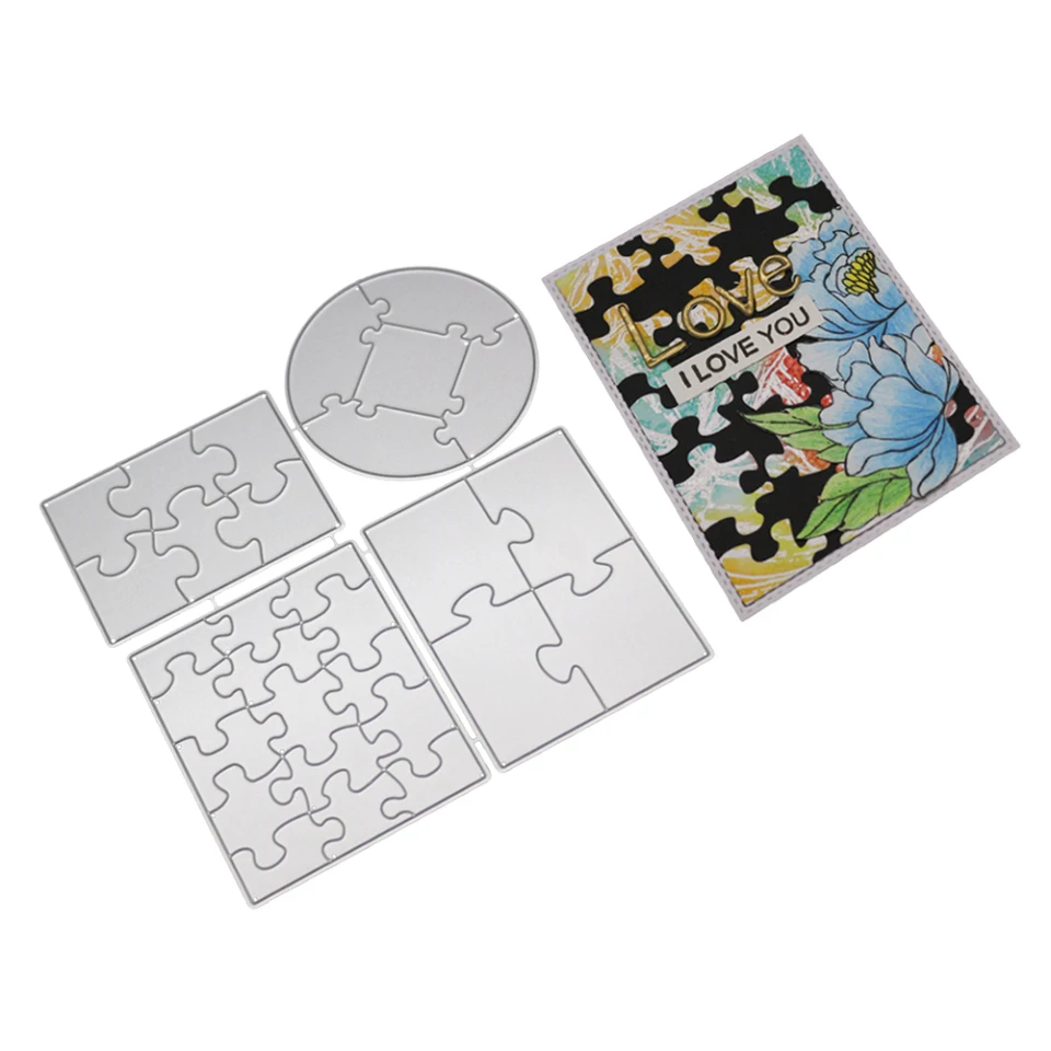 Rectangular Circle Puzzle Cutting Dies Scrapbooking Paper Card Craft Dies DIY Embossing Metal Stencil Decorative Dies Template