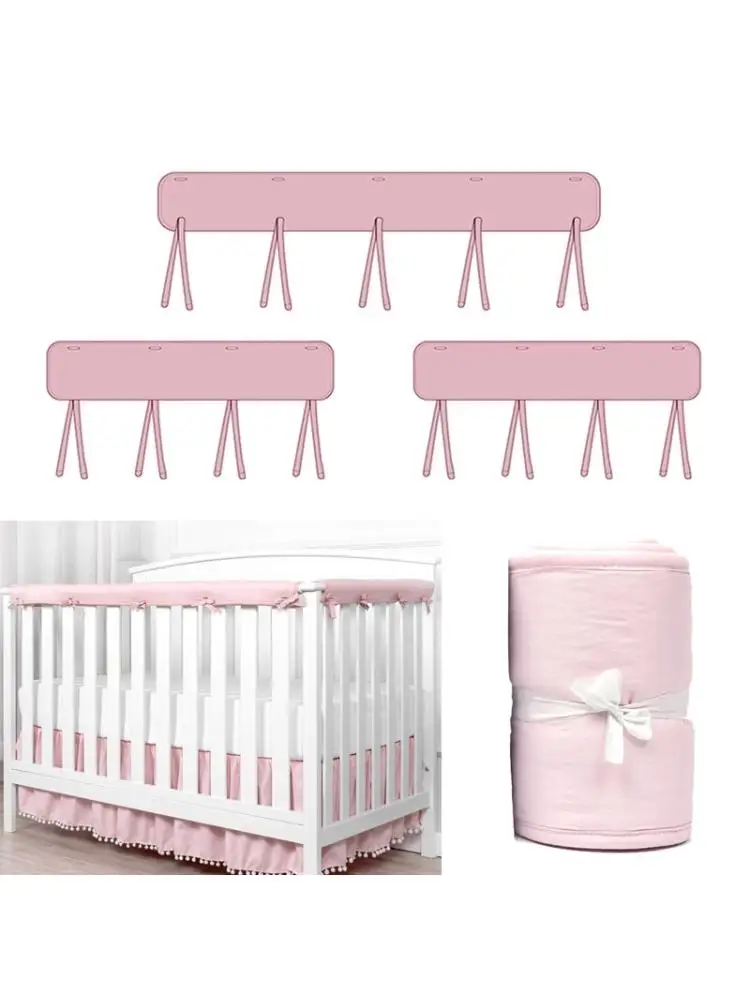 

3Pcs Crib Rail Cover Cradle Anti-bite Protector Wrap Safe Baby Teething Guard R7RB