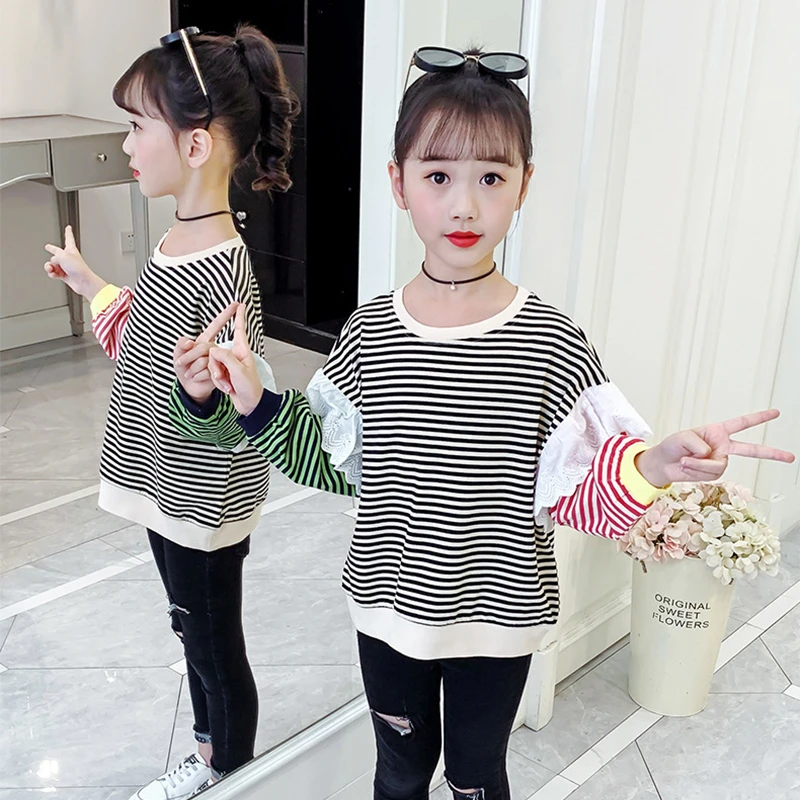 

Teen Children Girls Clothes Casual T Shirts Sweatshirt Autumn Spring 2020 Pullover Fashion Cute Kids T-shirts Girl Clothes