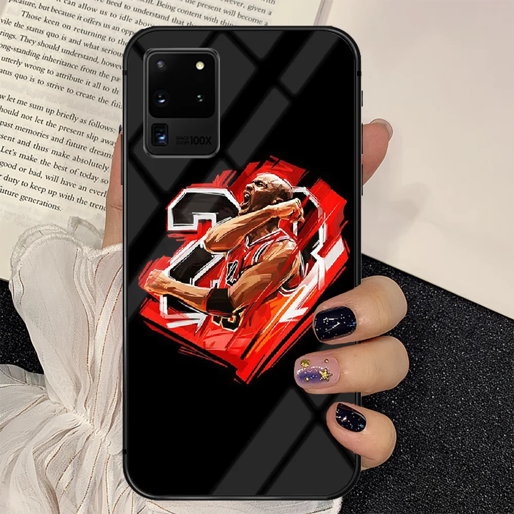 

Jordans Basketball Phone Tempered Glass Case Cover For Samsung Galaxy S Note 5 6 9 10 10E 20 21 FE Plus Uitra Painting Bumper