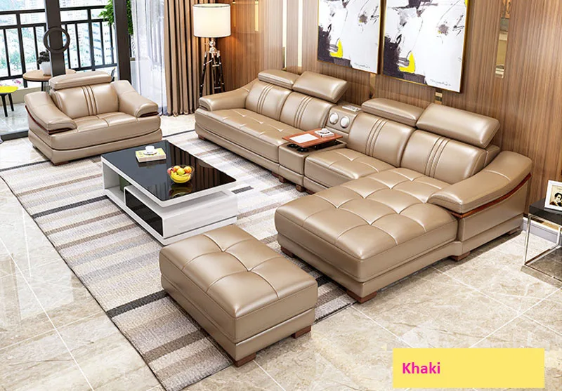 Многофункциональные кожаные диваны для гостиной в современном стиле|Наборы