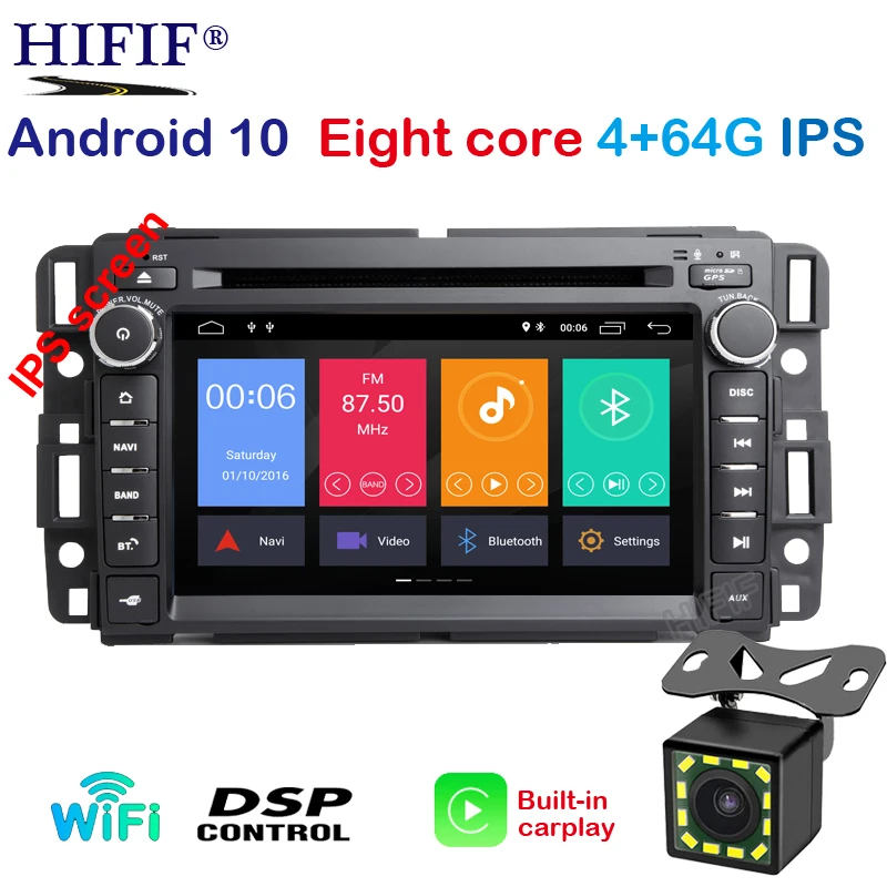 Автомобильный мультимедийный плеер Android 10 IPS 8Core 4G RAM автомобильный DVD GPS для GMC