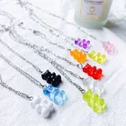 6 цветов, ожерелья-цепочки карамельного цвета, жевательные мини-ожерелья с подвеской в виде медведя для женщин, девушек, повседневные украшения, подарки Вечерние