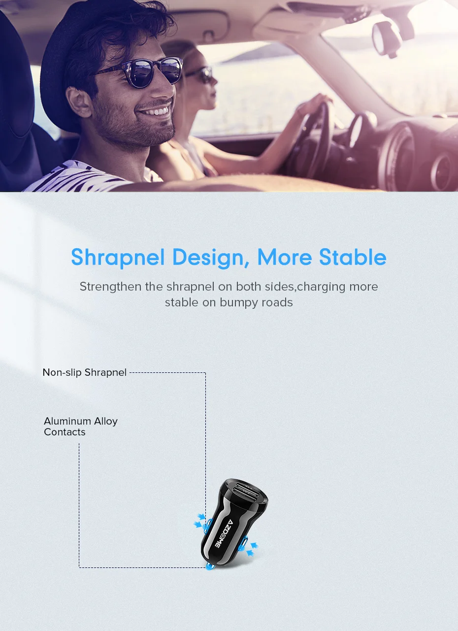 AZDOME мини USB Автомобильное зарядное устройство для мобильного телефона планшета gps 4.8A быстрое зарядное устройство автомобильное зарядное устройство двойной USB адаптер в автомобиль для M11 GS63H