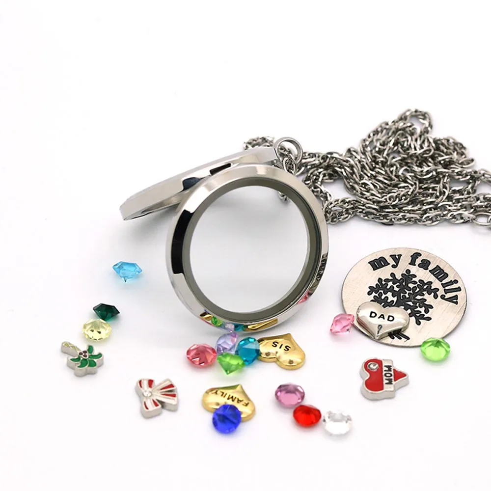 Стеклянный плавающий медальон BOFEE ожерелье подвески серебряная цепь нержавеющая