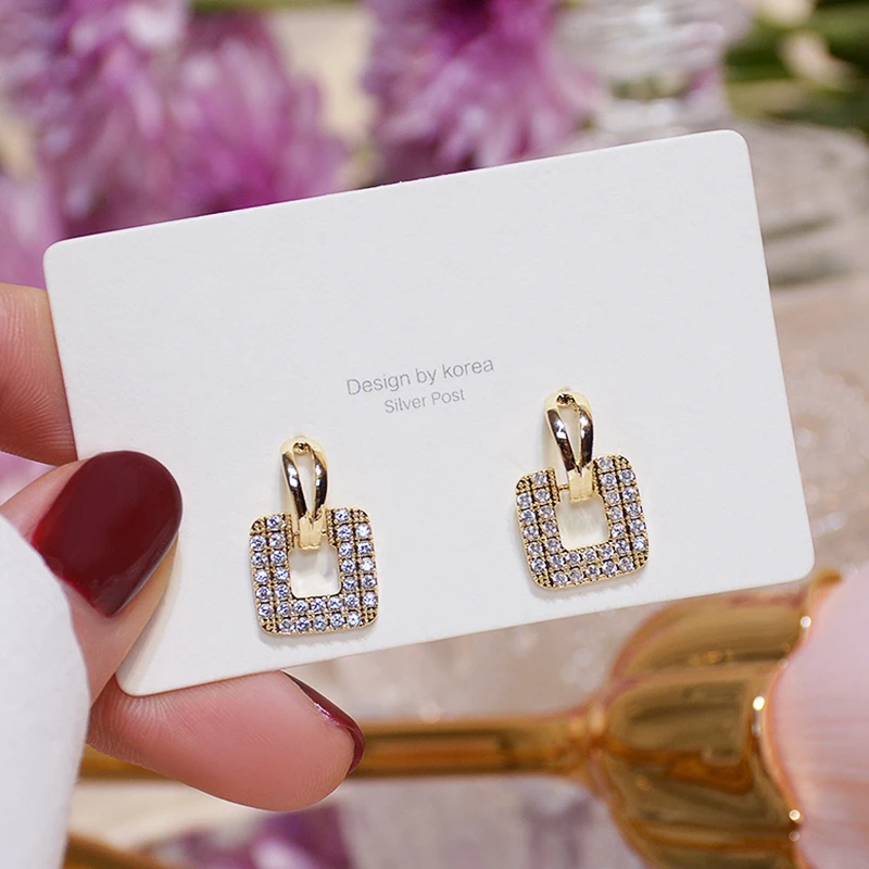 

New Geometry Earrings for Women Creativity Luxury Jewelry Advanced Micro-inlaid AAA Zircon High Quality S925 Needle Gift