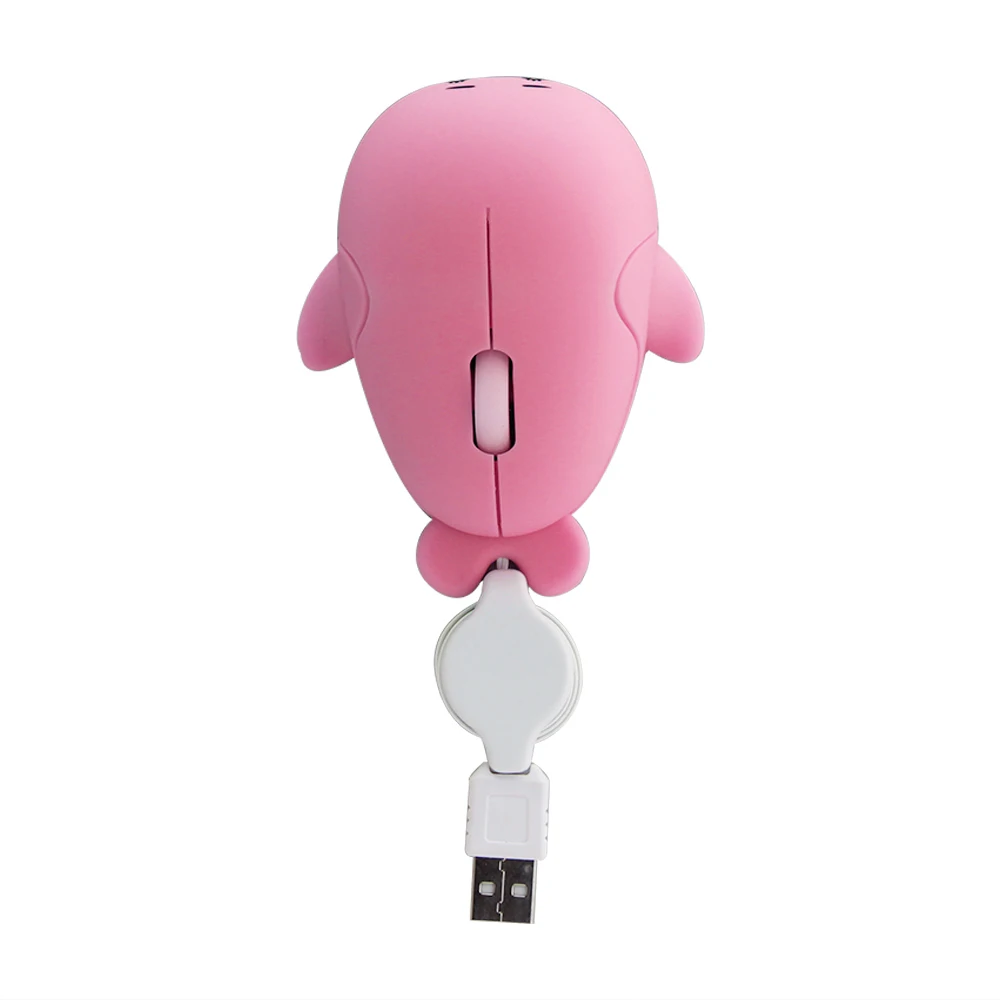Розовый милый Дельфин мини компьютерная мышь Выдвижной Usb кабель проводной оптический Mause 3D животное эргономичные маленькие мыши для детей ПК ноутбук