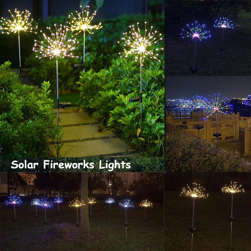 

1Pc LED Solar Light DIY Firework String Light Christmas Wedding Fairy Garland Decor for Garden Lawn Landscape
