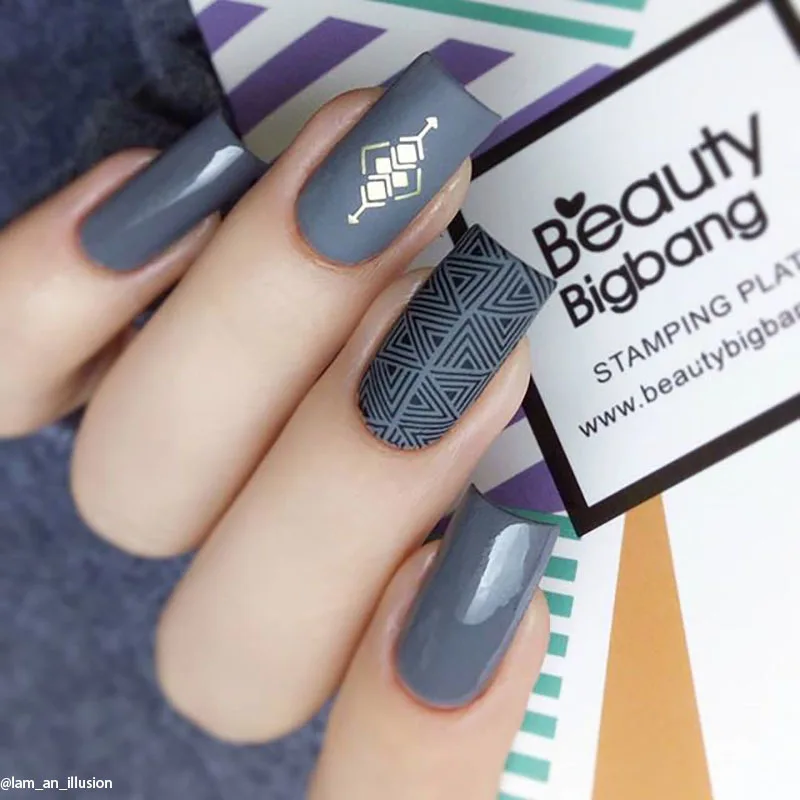 Красивая пластина для стемпинга BigBang дизайна ногтей полосатая линия цветок