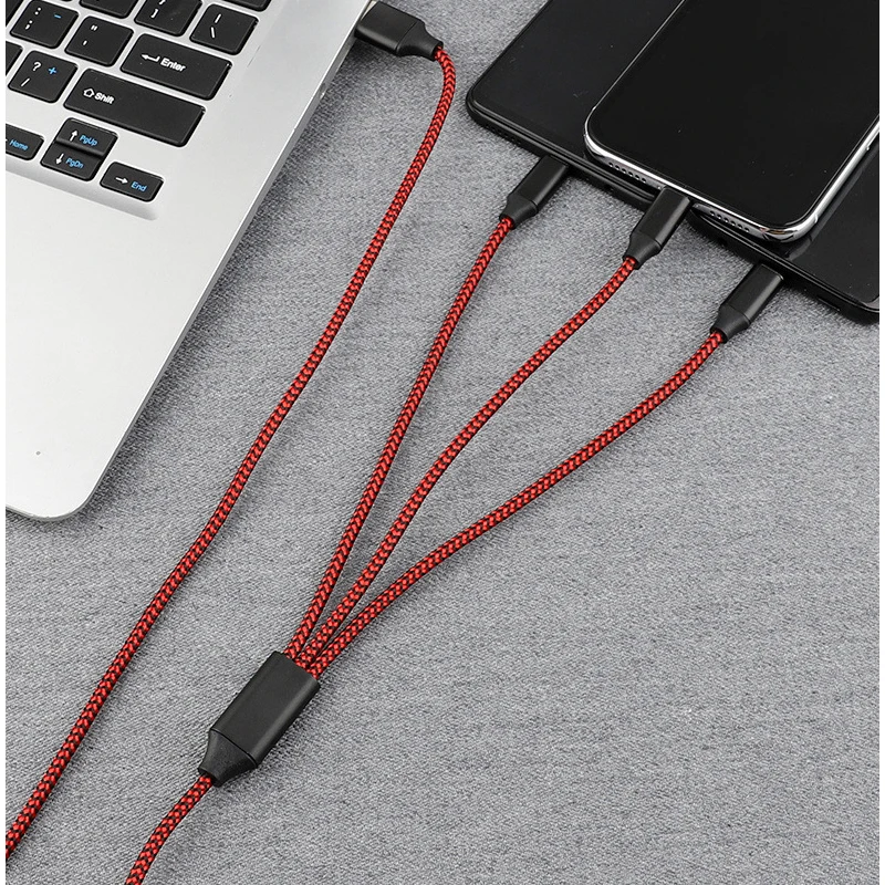 3 в 1 2.4A USB Мобильный телефон Micro Type C зарядный кабель для iPhone5 6 7 8 Plus X Huawei Xiaomi адаптер