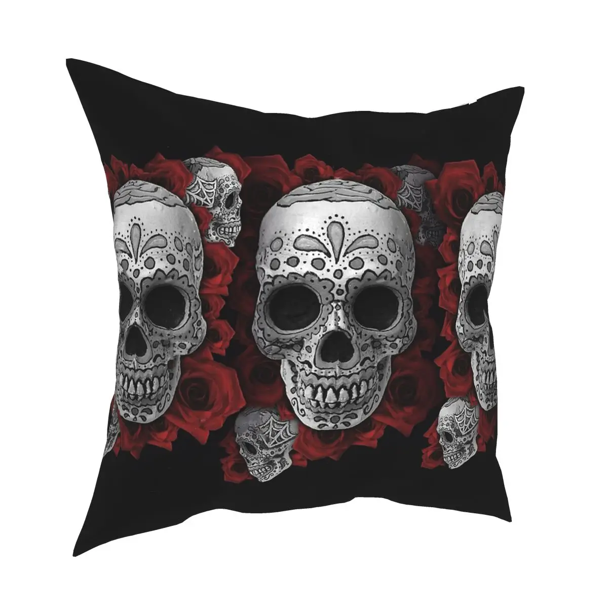 

Мексиканский череп и розы декоративная наволочка для подушки, декоративная подушка, размером 45*45 см, наволочка с мультипликационным мотиво...