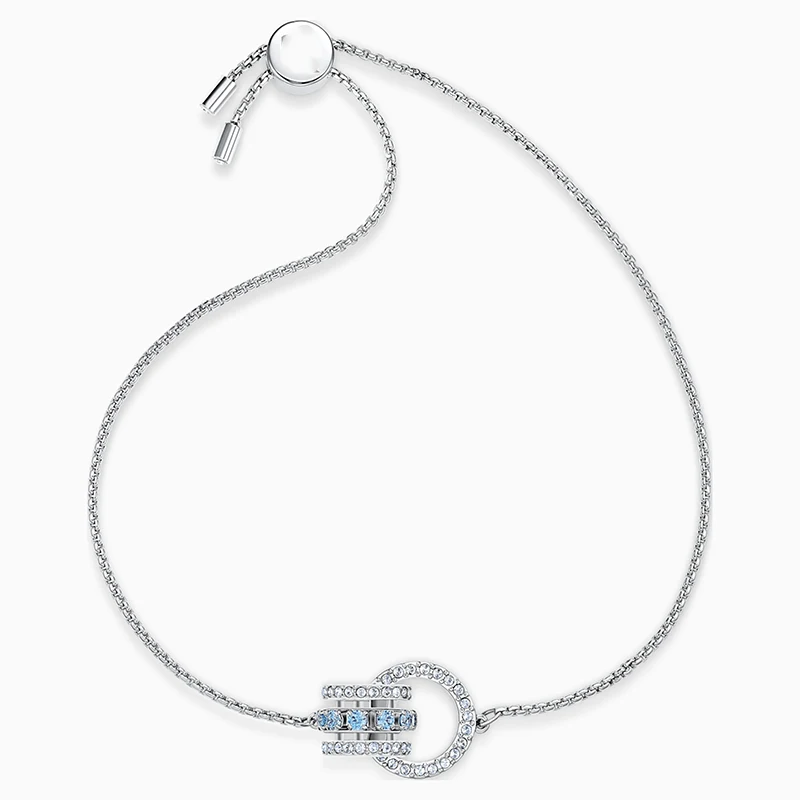 

Fashion Jewelry SWA New FURTHER Bracelet Shape Light Blue Zircon Claw Stone Inlaid Bracelet Platinum Women's Engagement Gift