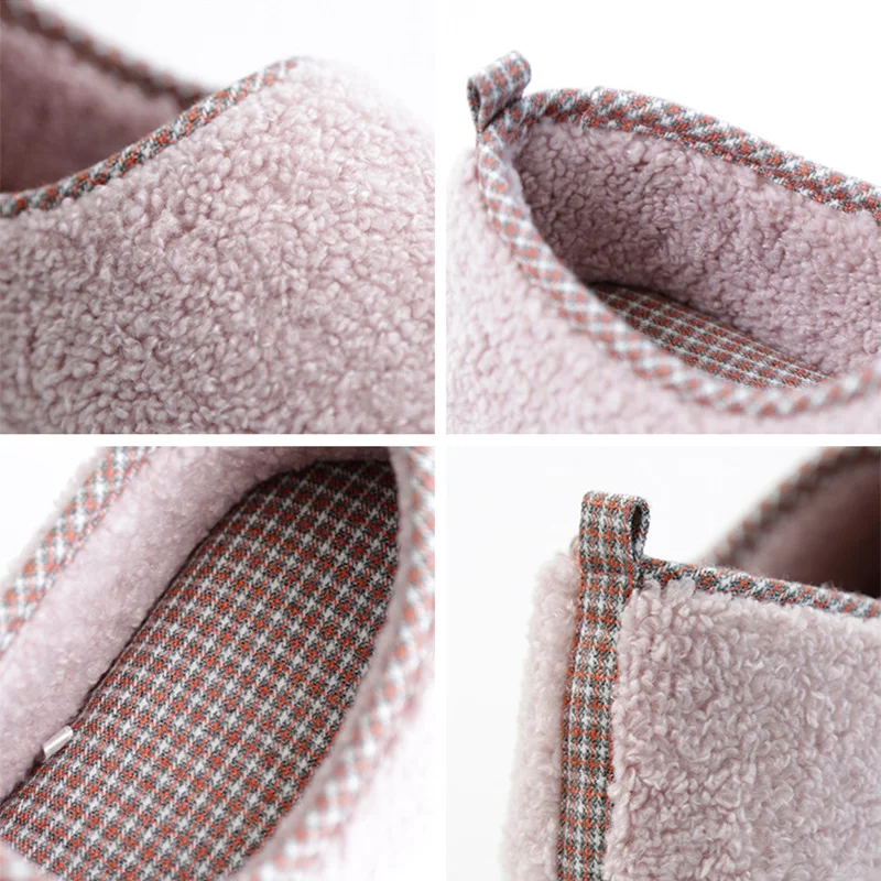 Сланцы для пар и мужчин дышащие флисовые Шлепанцы из ткани Тедди Нескользящие