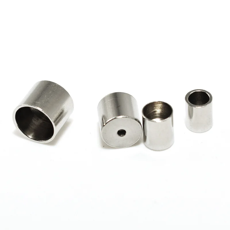

20pcs/lot 316L Stainless Steel End Caps with 3 4 5 6 8mm Big Hole Leather Cords Tassels Caps Connectors for DIY Jewelry Making