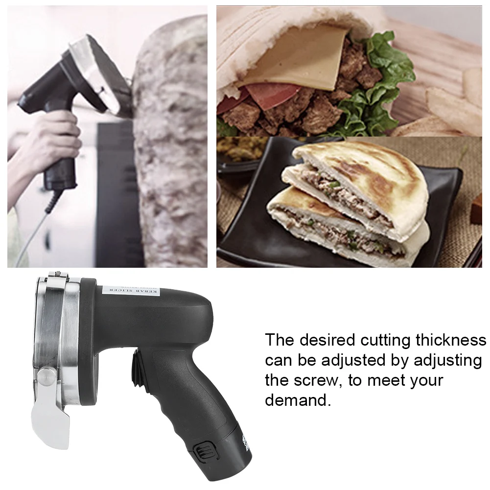 Electric Kebab Knife Adjustable Thickness Handheld Meat Cutter Slicing Tool for Household Commercial |