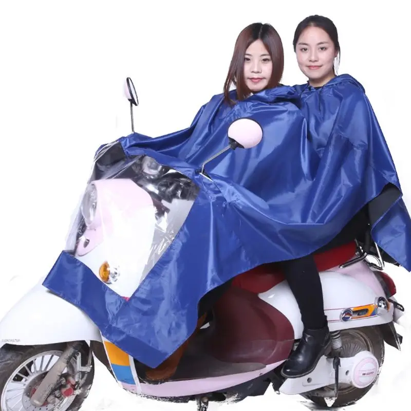 

Fashion Motorcycle Thick Double Raincoat with Hood Cap Caves Electric Car Poncho 270E