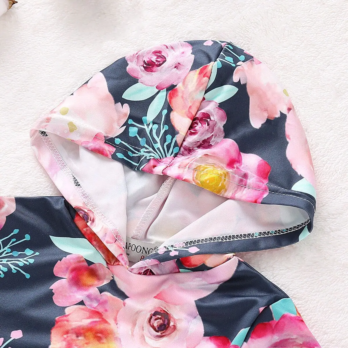 Толстовки с капюшоном и длинными рукавами цветочным принтом карманами для