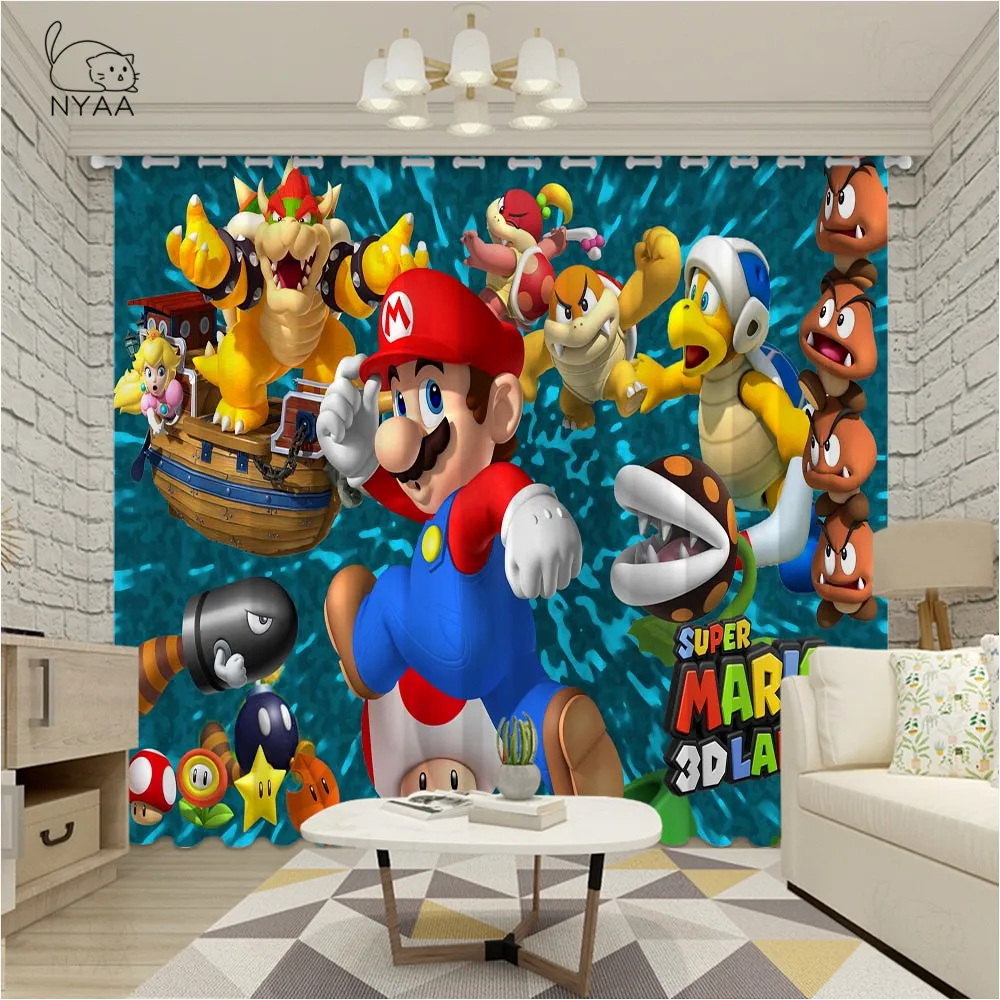 

NYAA 3D Super Mario Castle Game For Living Room Kitchen Modern Window Curtain Fabric Drapes Darkening Ultra-thin Micro Shading