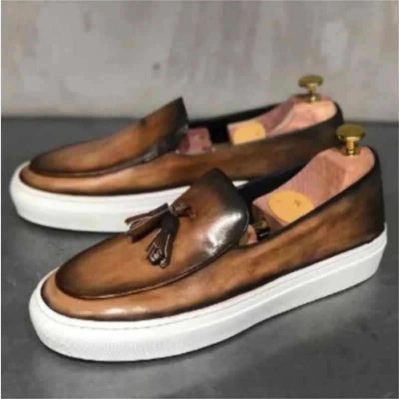 

Men's Shoes Spring New Loafers Retro Ugly Big-toed Shoes Low-top One Pedal All-match Casual Men Shoes Men Handmade Shoes