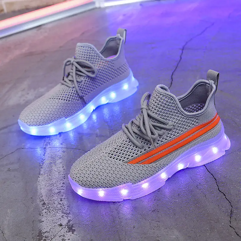 

Size 30-44 USB Charger Glowing Sneakers Children Led Casual Shoes Boys Led Slippers Luminous Sneakers Girls Breathable Shoes