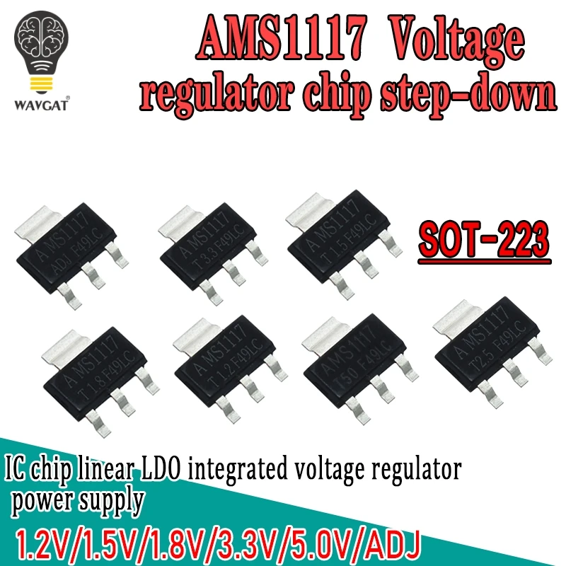 AMS1117 серии 3.3V ADJ 1.8V 1.2V 5.0V 3.3 5.0 стабильное напряжение питания чип|voltage regulator|regulator