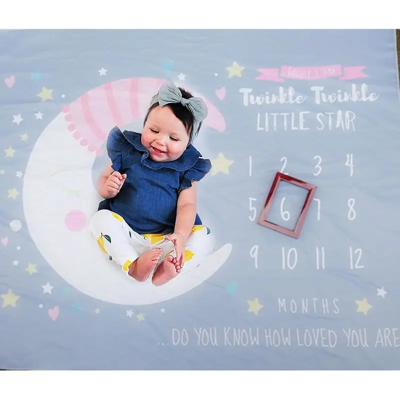 

Cartoon Infant Baby Newborn Milestone Blanket Photo Background Cloth Male and Female Infants Children Room Photography Props