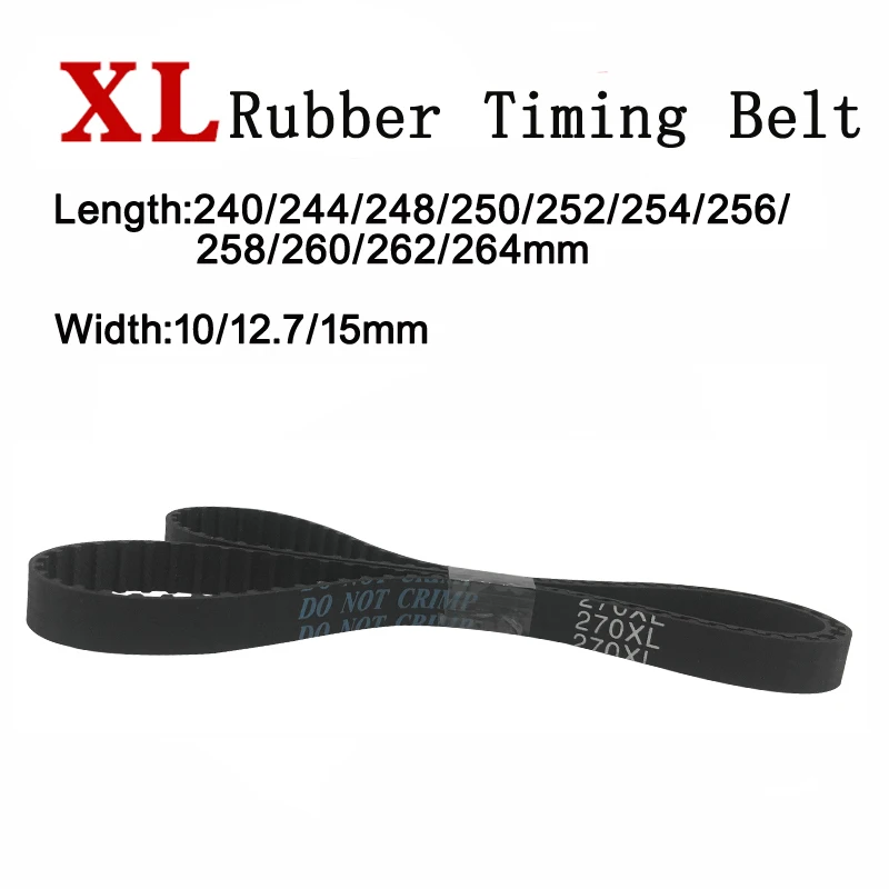 

2pieces XL Timing Belt Rubber Synchronous Drive Belts 10/12.7/15mm Trapezoidal Tooth C=240/244/248/250/252/256/258/260/262/264mm